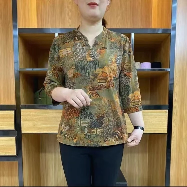 打底衫显瘦时尚百搭夏季小衫中袖七分袖2418款