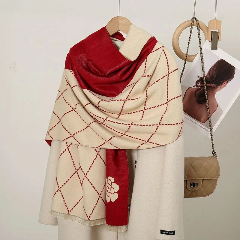 新年节日送礼围巾冬季加厚风百搭纯棉新中式披肩带礼盒保暖送长辈