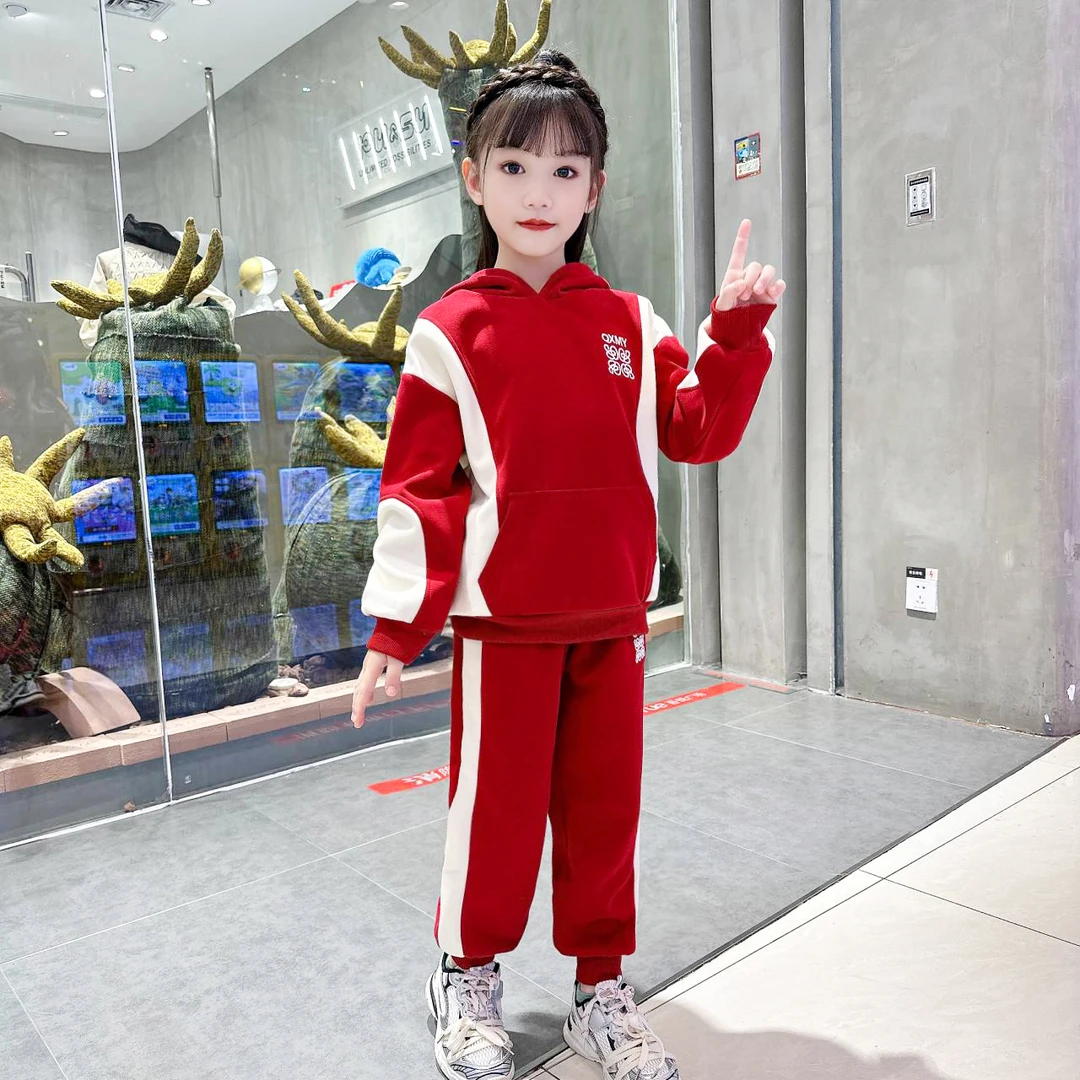童装套装秋款女童2024新款洋气中大童儿童连帽卫衣卫裤秋季两件套