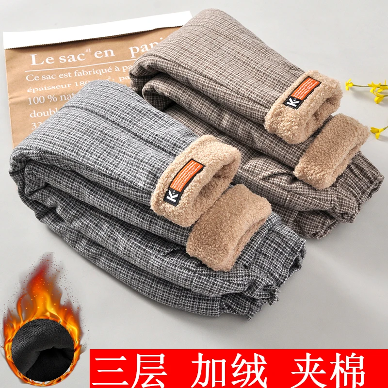 女童三层加厚棉裤冬季外穿洋气北方一条过冬中大儿童加绒夹棉裤子