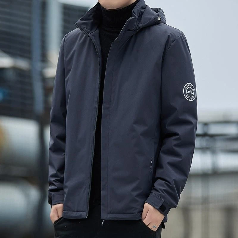 柏雷帕西羽绒服男白鸭绒保暖修身冬季御寒防风可脱卸帽加厚外套