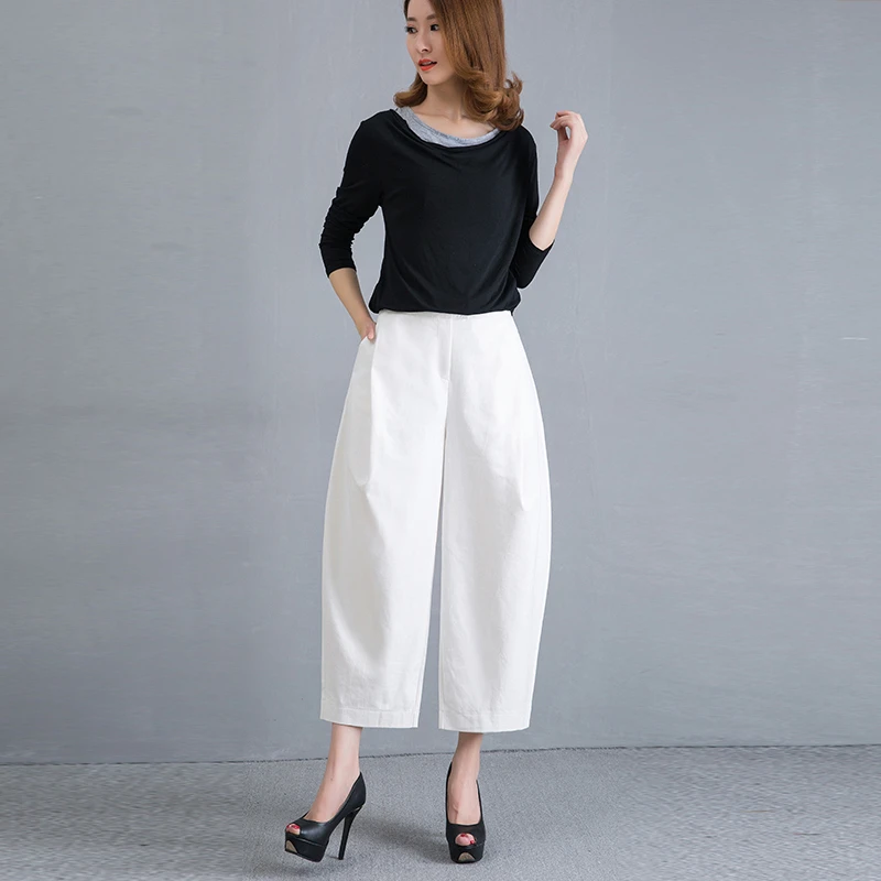 春秋新款裤子女宽松九分时尚阔腿裤休闲百搭垂感灯笼裤气质妈妈裤