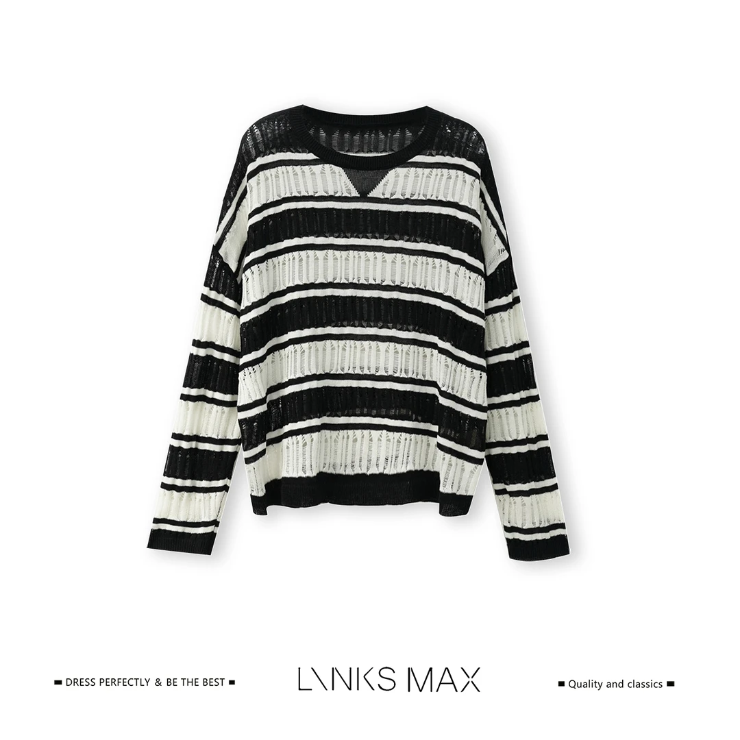 Links Max撞色慵懒感镂空针织衫29062