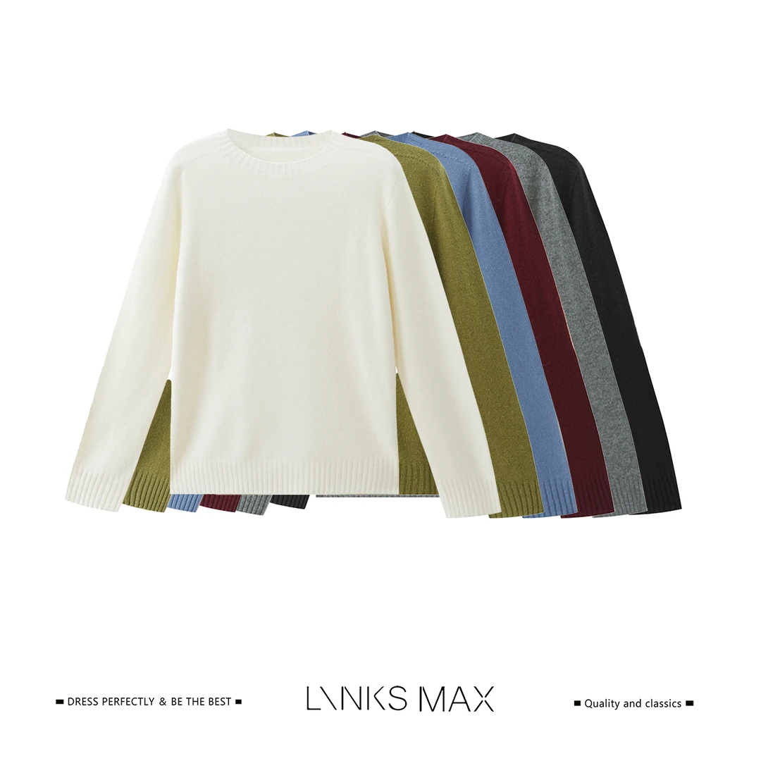 Links Max【我优专属】一线成衣绵羊毛慵懒感圆领针织衫49502