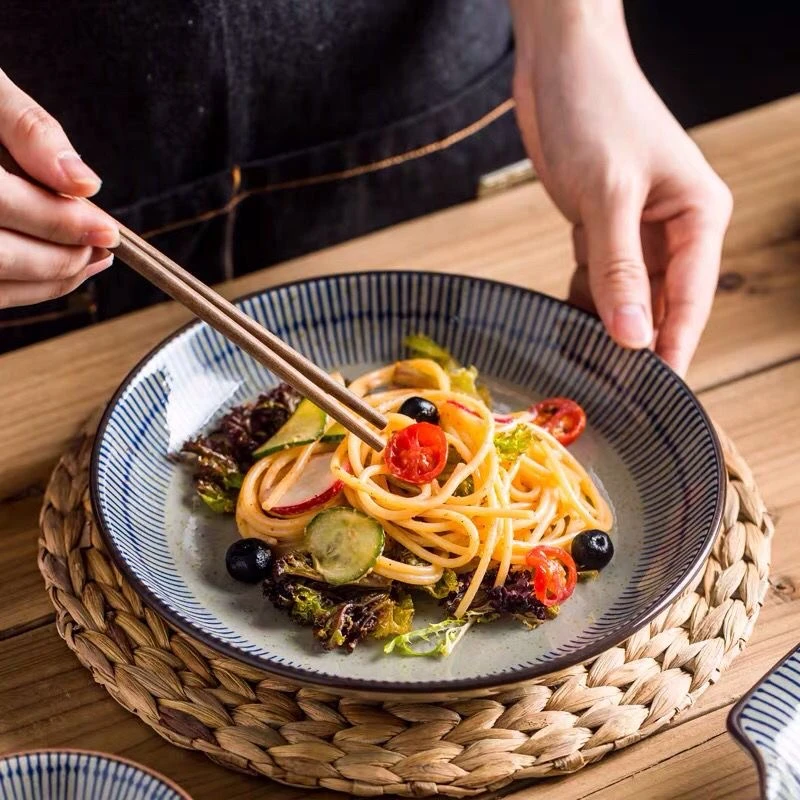 网红日式盘子复古高档菜盘早餐盘意面凉菜盘家用家庭陶瓷盘子