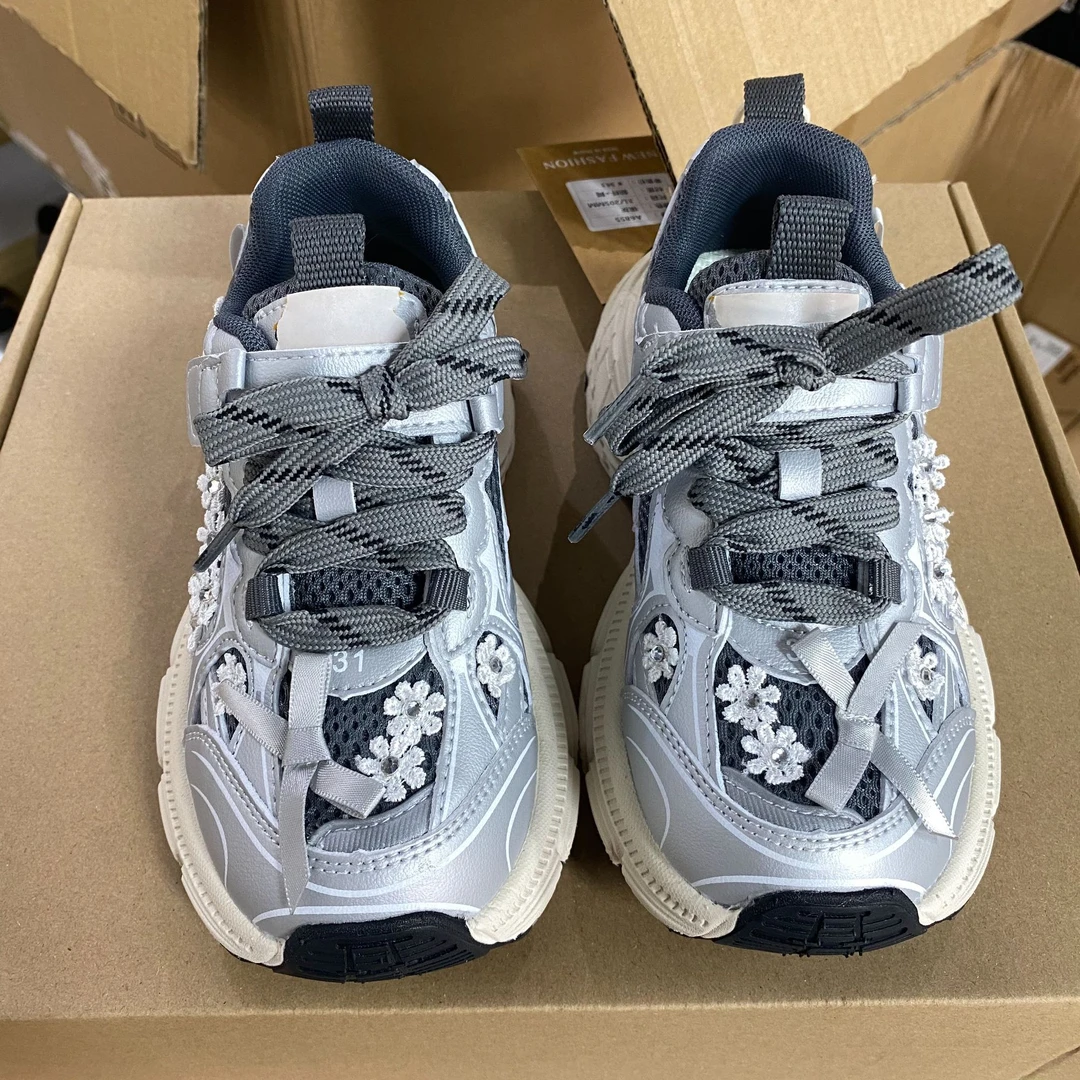 A6855儿童运动鞋中大童女童鞋子2024时尚款女童老爹鞋