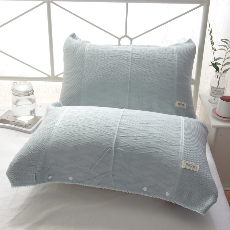 竹纤维枕巾一对装夏季冰丝凉爽吸汗按扣可固定枕头盖巾魔术枕头套
