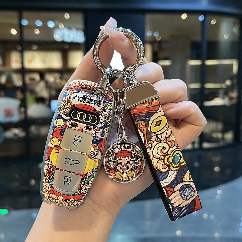 适用奥迪钥匙套新款A6L/A4L/Q5L/Q7国潮A3L/A8L/A7L高档车包壳扣