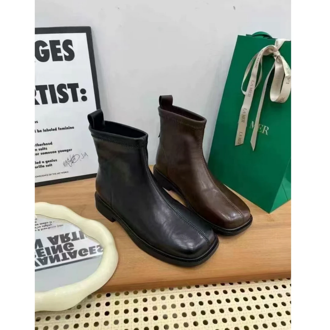 （柚子同款）HZ冬款菲尔诺斯加绒后拉链休闲英伦风马丁靴89811
