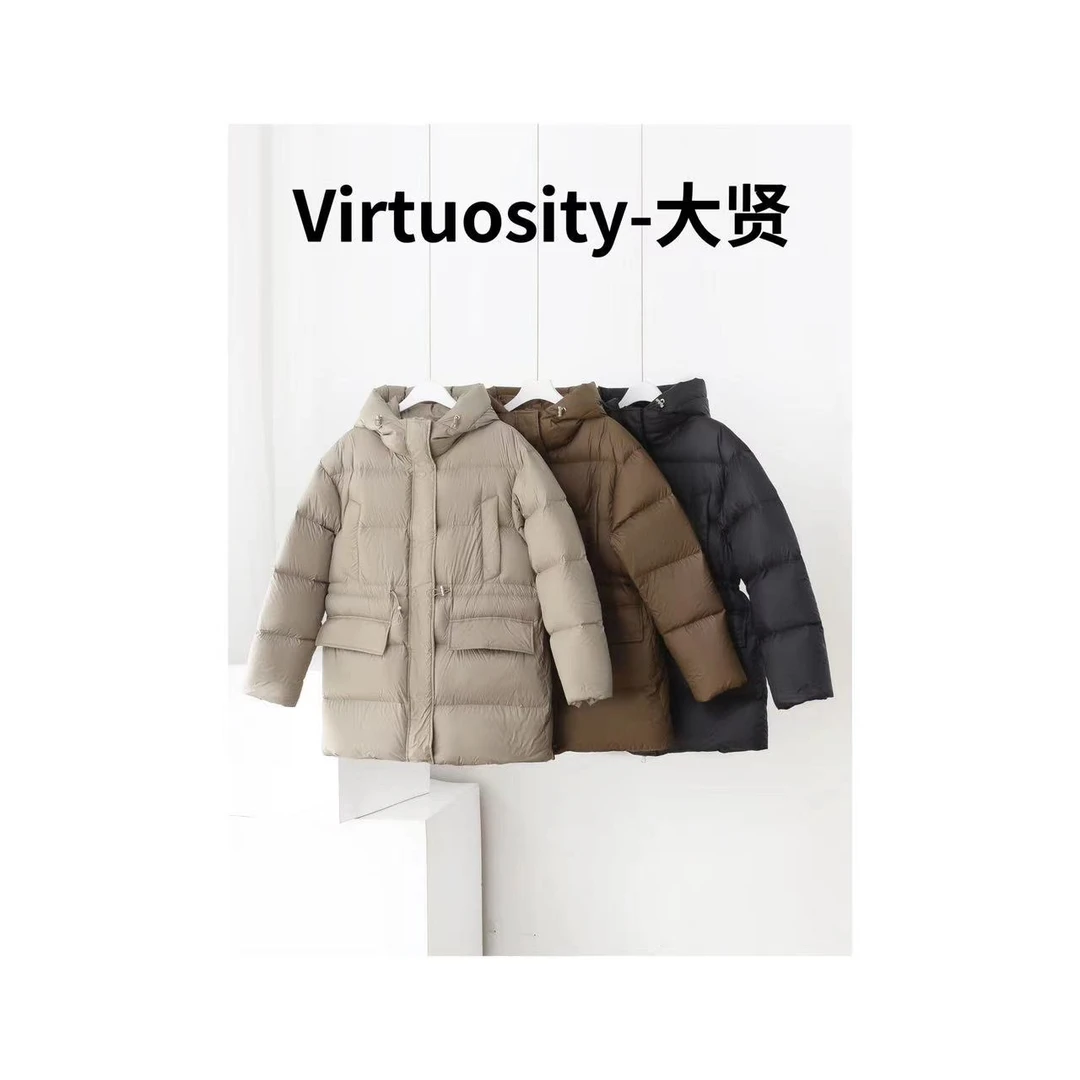 【大贤家】-双拉链束腰保暖羽绒服 鹅绒服