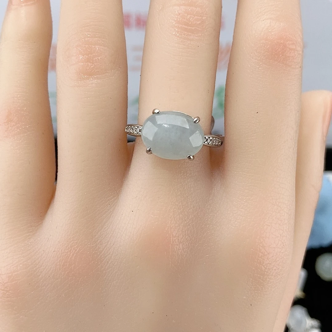 【闪购商品】翡翠戒指银S925镶嵌S925银戒托镶嵌天然A货翡翠戒指
