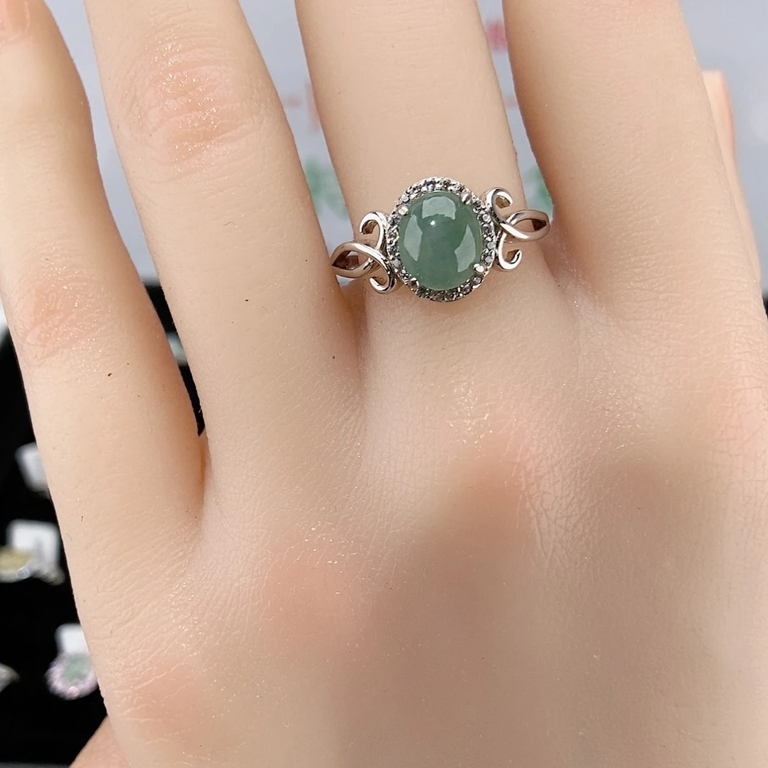 【闪购商品】翡翠戒指银S925镶嵌天然翡翠