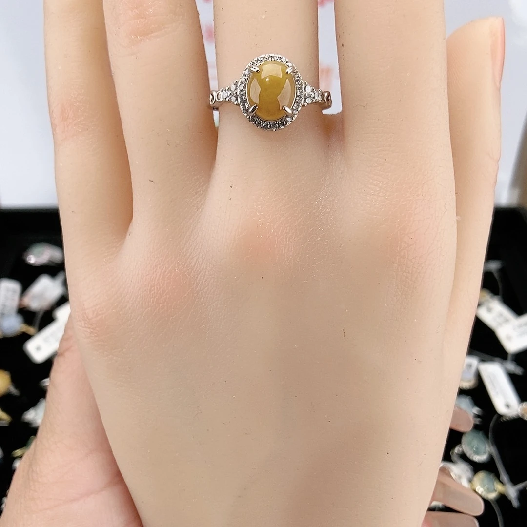 【闪购商品】翡翠戒指银S925镶嵌天然翡翠