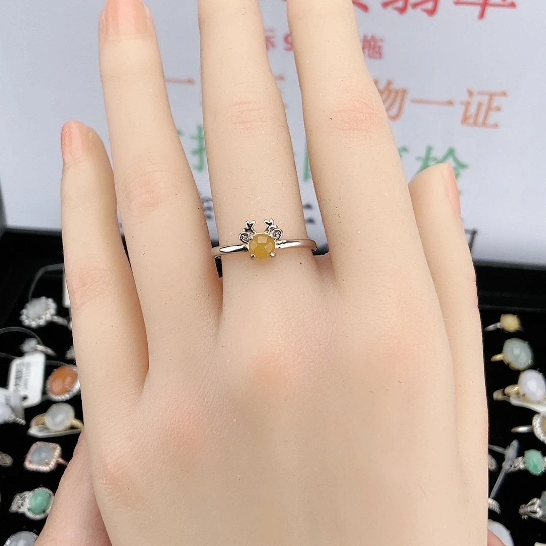 【闪购商品】翡翠戒指银S925镶嵌天然翡翠