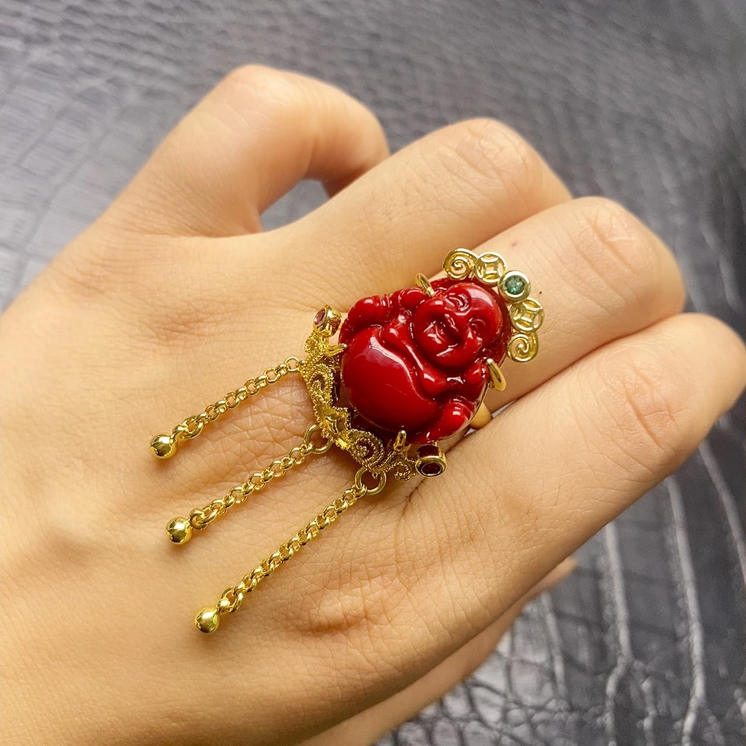 合金珐琅戒指 原创设计佛公戒指 优雅气质女款戒指3993