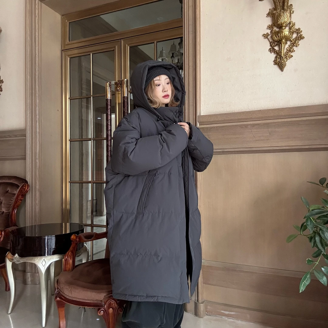 韩版冬季抽绳收腰加厚棉衣中长款过膝棉服防风中长款棉服女