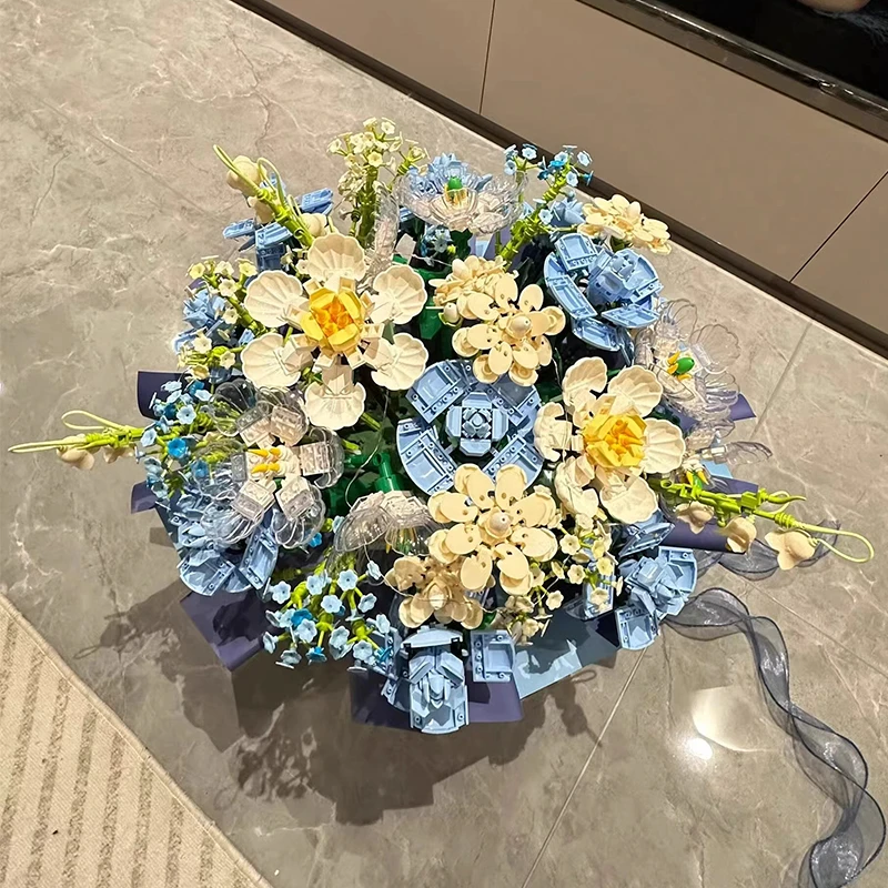 520情人节玫瑰积木花玩具仪式感亲手制作花束送闺蜜女友生日礼物