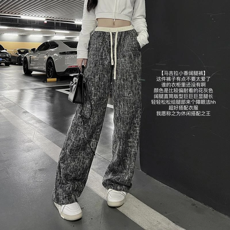 XINUD马吉拉小香阔腿裤*舒适松紧腰抽绳直筒休闲气质显瘦高长裤女