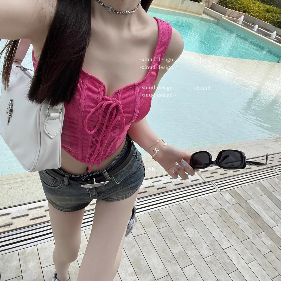 杜总家 PinkBeach*新款美式甜辣遮羞背心小众外穿短款内搭上衣