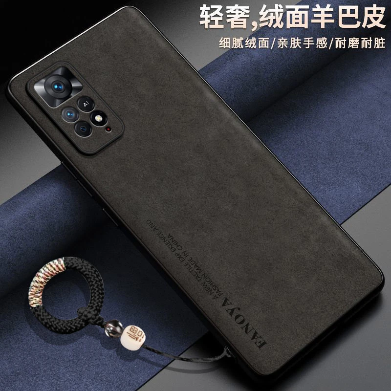 羊巴皮适用红米note11pro手机壳21091116C布纹女保护套软胶硅胶软