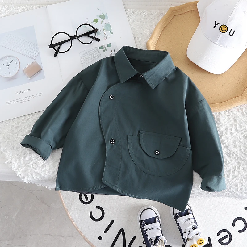 男童衬衫2023秋季新款儿童长袖衬衫洋气宝宝上衣中小童打底衬衣潮