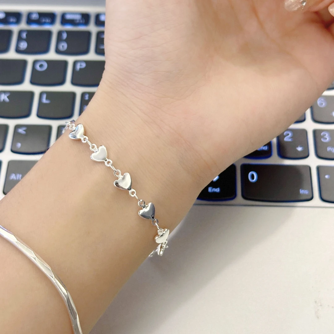 足银手链 爱心银手链轻奢小众女款