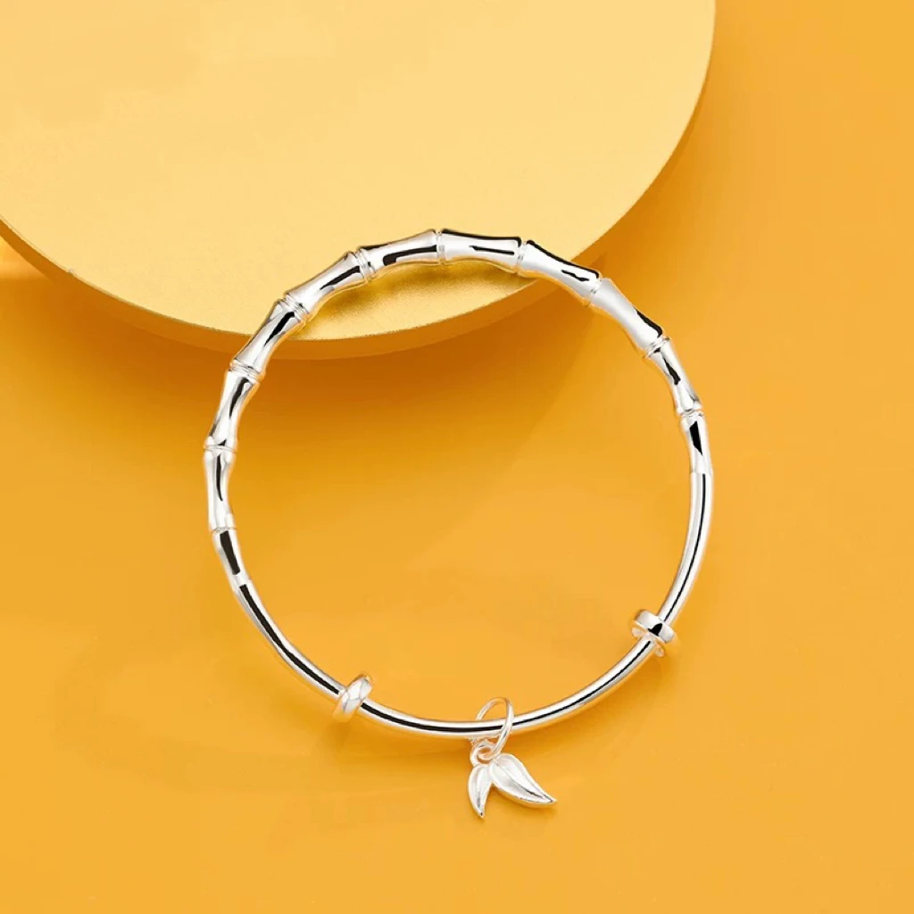 足银手镯 竹节银手镯节节高升2024新款轻奢小众银手镯