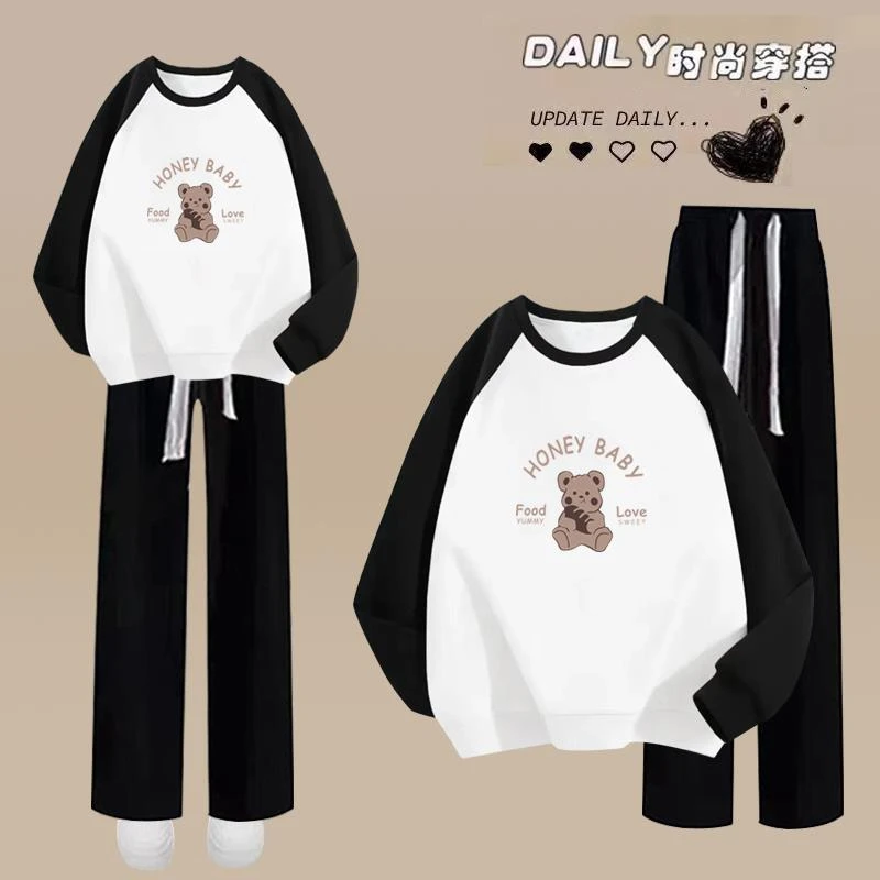 初中生运动服套装女2024秋季新款少女秋装高中学生休闲卫衣两件套