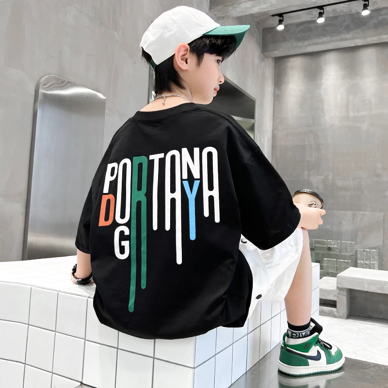 男童夏季短袖新款时髦中大儿童洋气上衣网红潮【桥亿】BF063