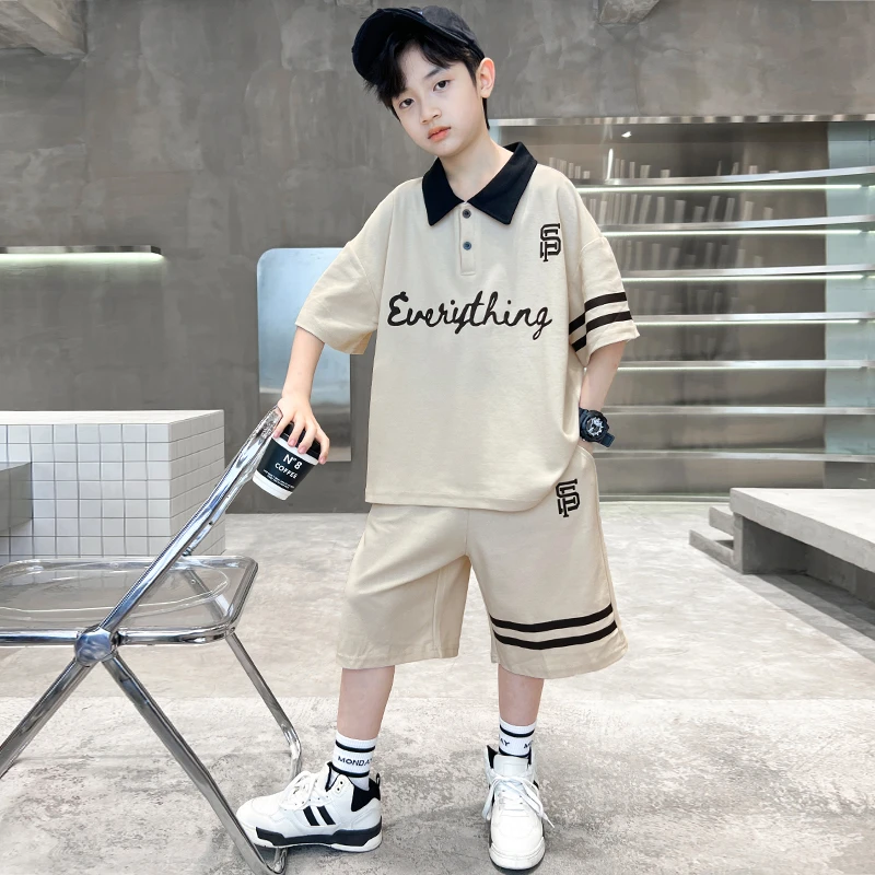 男童夏装短袖polo衫套装新款洋气时髦炸街潮【QY】WG3280