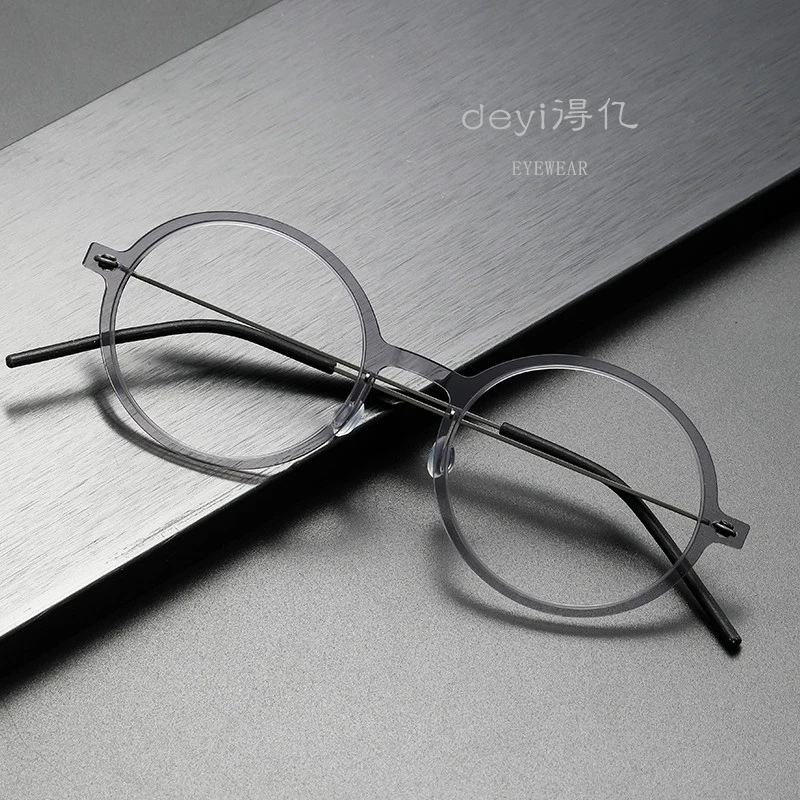 丹麦设计师同款6523超轻纯钛素颜椭圆镜框可配近视度数防蓝光眼镜