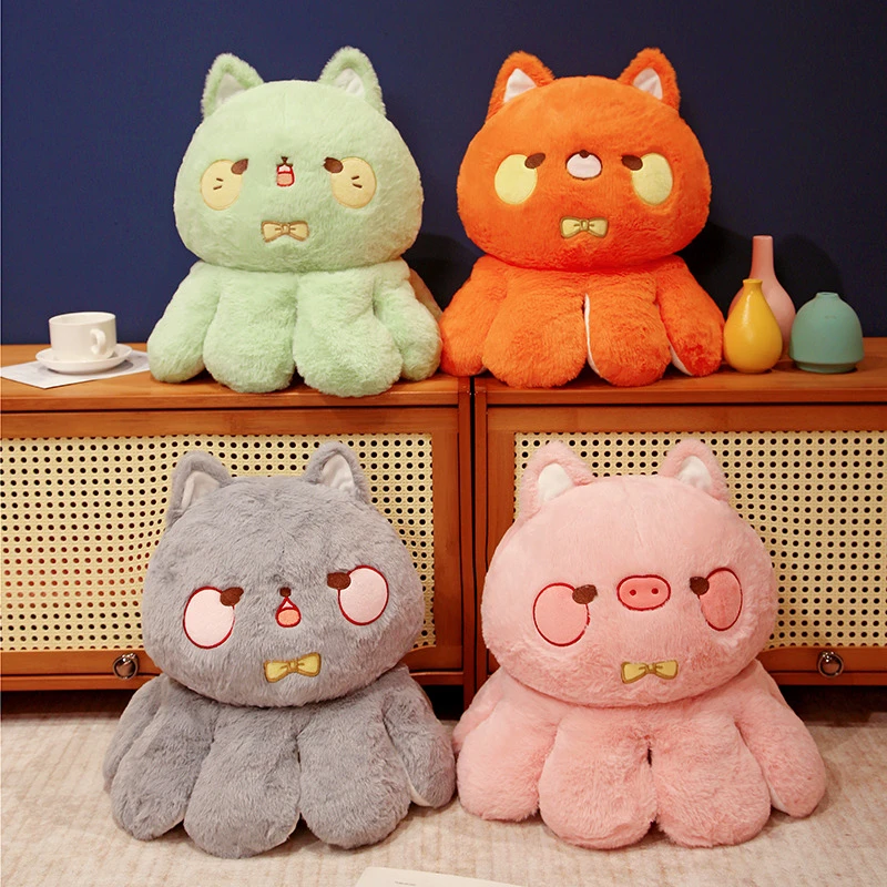 可爱翻面章鱼公仔猫咪小猪翻转八爪鱼毛绒玩具变脸小章鱼玩偶礼物