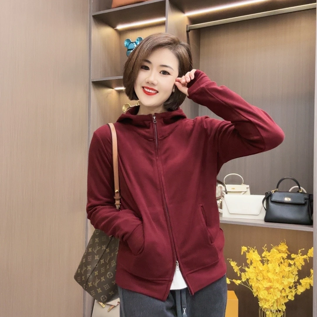 愔衣韵&秋冬德绒双头拉链连帽开衫外套 休闲时尚保暖精致不臃肿