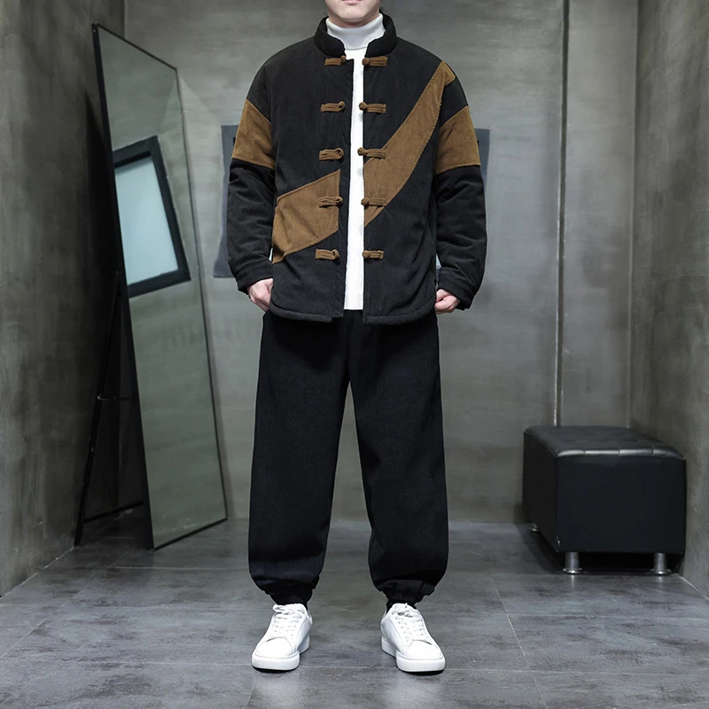 2025冬季新款中国风盘扣棉衣唐装套装中式复古保暖灯芯绒棉服棉袄