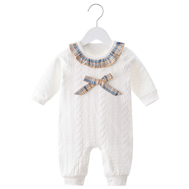 薄棉40克保暖连体衣秋冬季婴儿长袖爬服宝宝哈衣