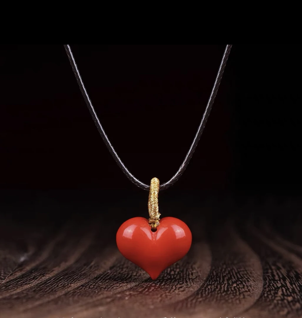 含辰砂工艺品天然朱砂爱心吊坠