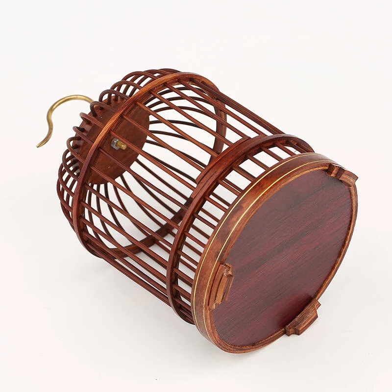 极简精品红木蝈蝈笼经典高档款式手工打磨做工精细黄铜钩实木框架