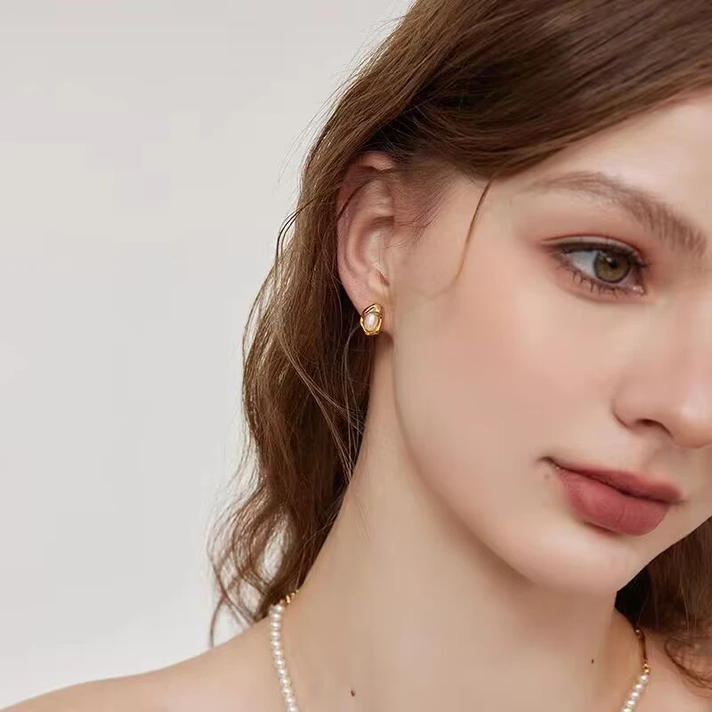 铜合金耳饰 《货号7054+》复古不规则金属珠珠耳钉