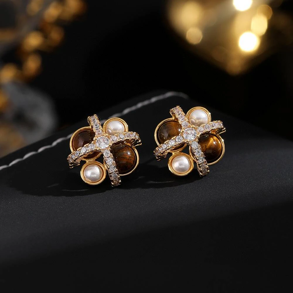 铜合金耳饰 《货号6555》XZ 美拉德交叉耳饰