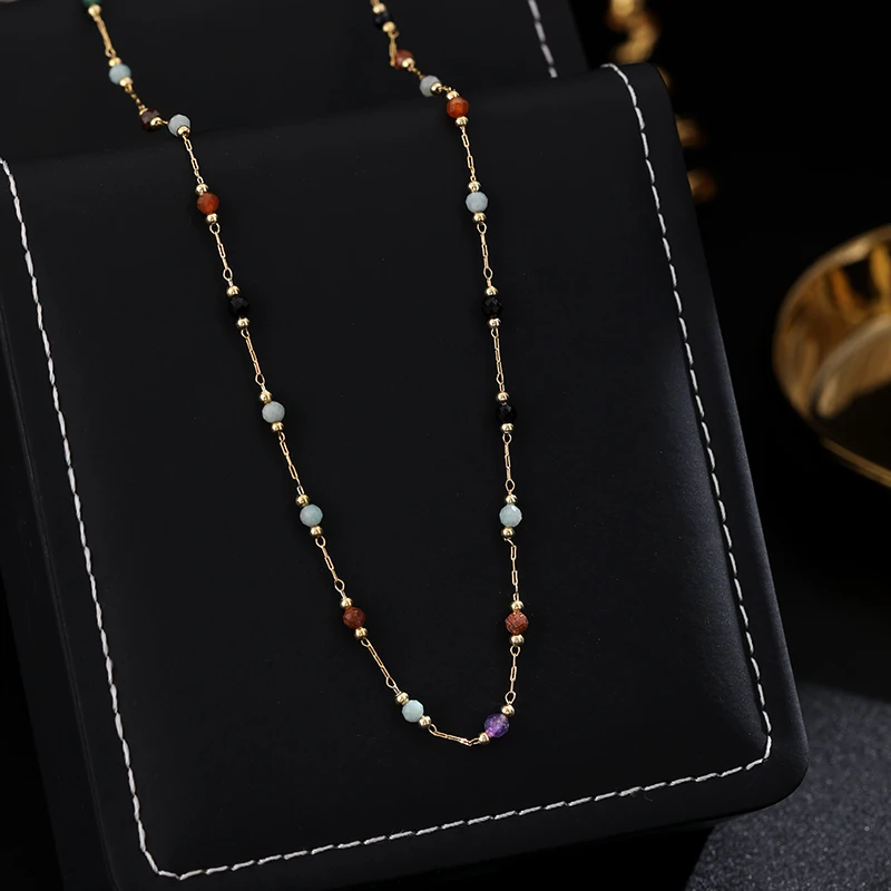 铜合金项链 《货号7400》简约甜美彩色多巴胺项链