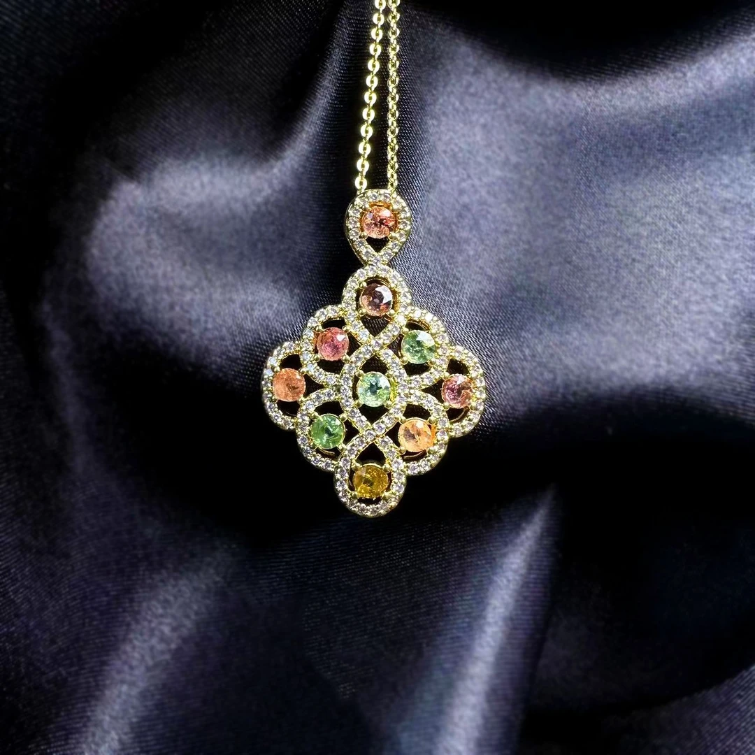 【小天总专属】天然彩虹碧玺气质菱形吊坠CT041（多样性发）