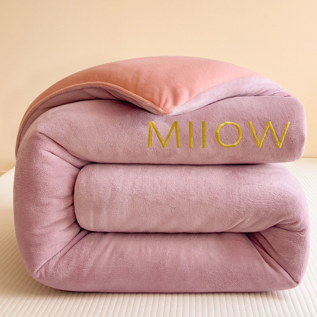 加厚牛奶绒秋冬被单双人刺绣保暖被褥学生宿舍被芯被子家用春秋被