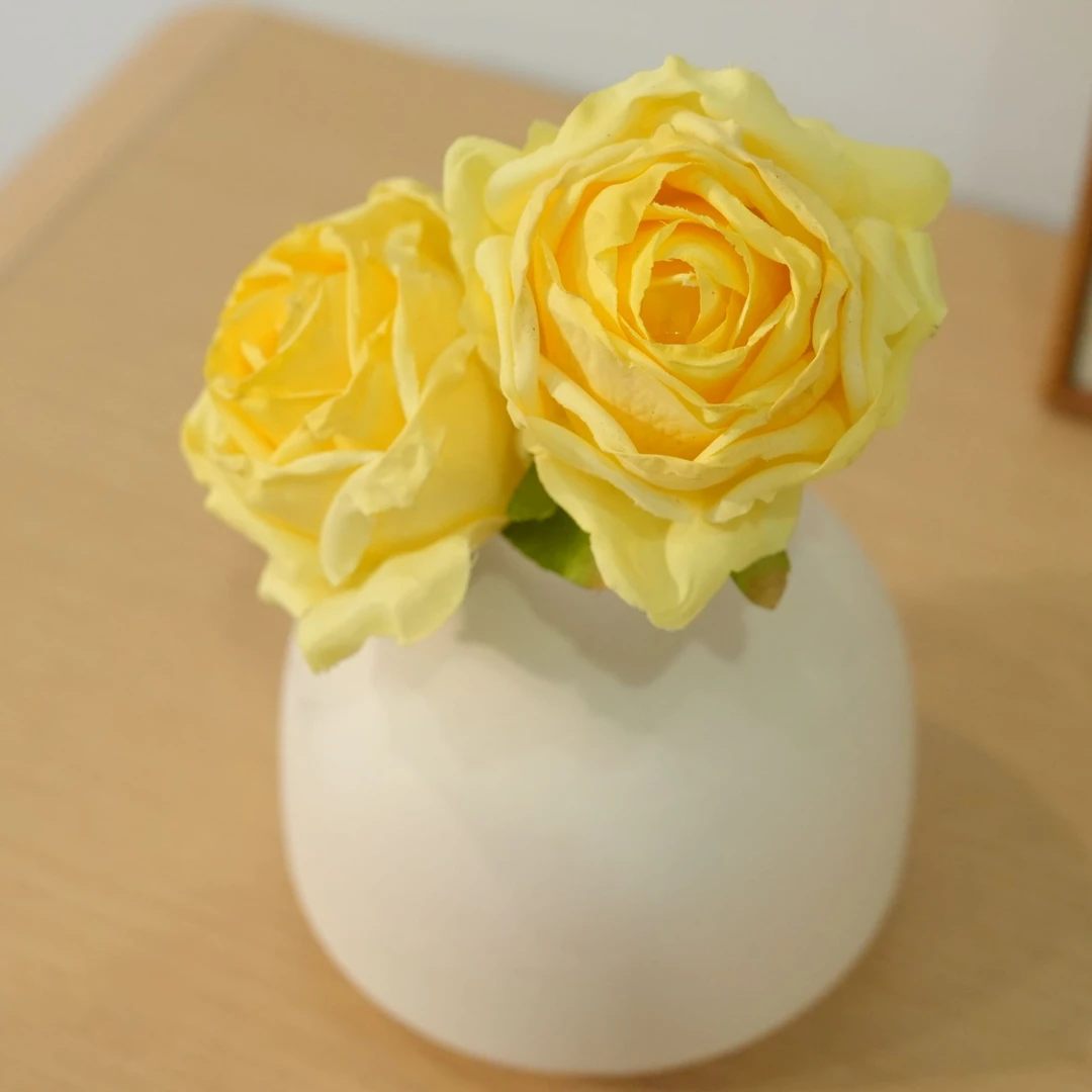 黄玫瑰 仿真花 茶几花 洗手台花 浮力