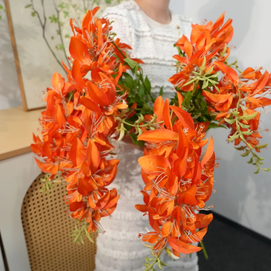 刺桐仿真花 橙色软支绢布海桐花 客厅电视柜装饰摆件