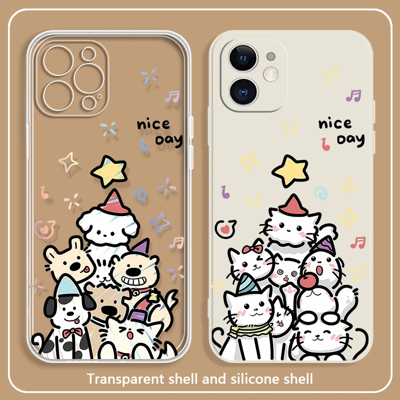 圣诞小狗卡通涂鸦情侣手机壳适用于苹果小米vivo荣耀OPPO华为系列