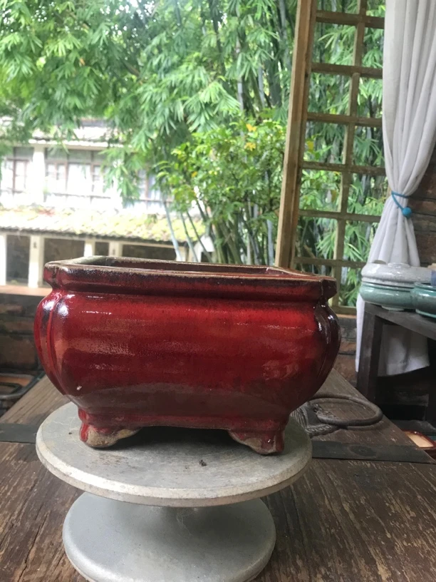 中国风柴烧石湾盆 外径21内口18内深11高14