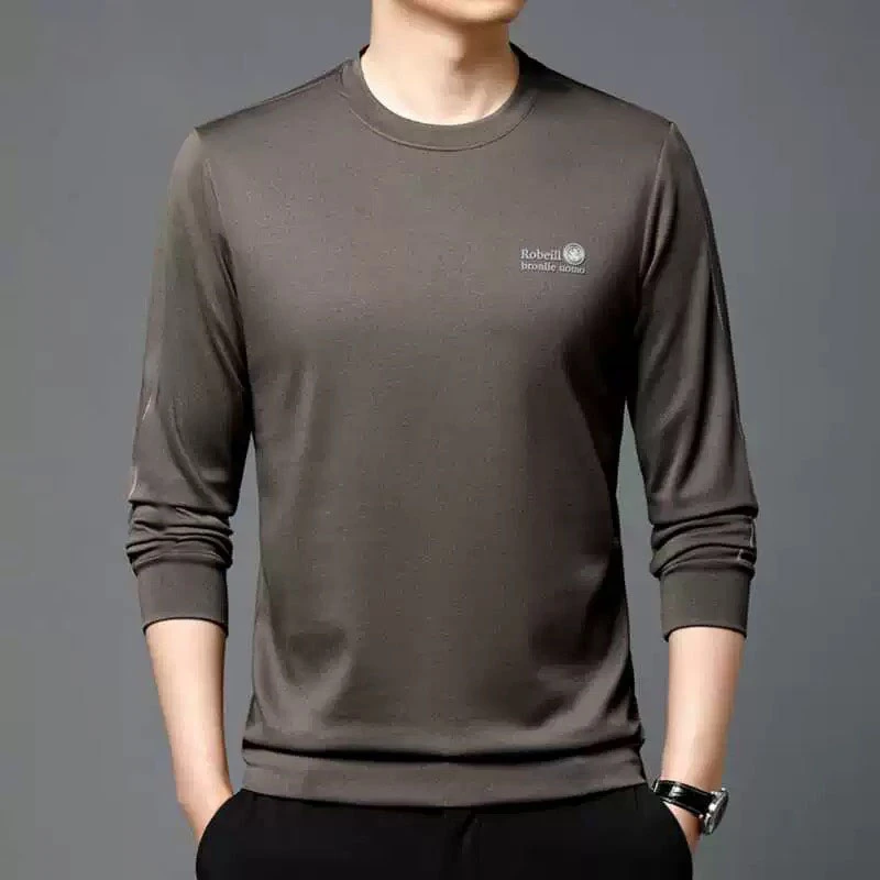老爷车男士圆领卫衣春季休闲宽松长袖T恤男中年百搭抗皱打底上衣