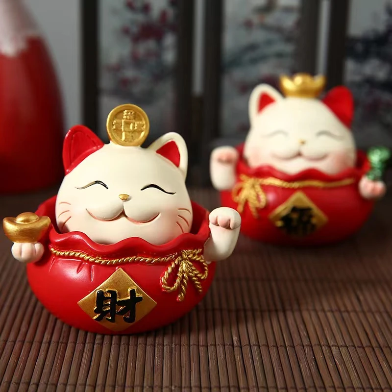 福袋招米摇头猫汽车中控台车内饰品办公桌摆件
