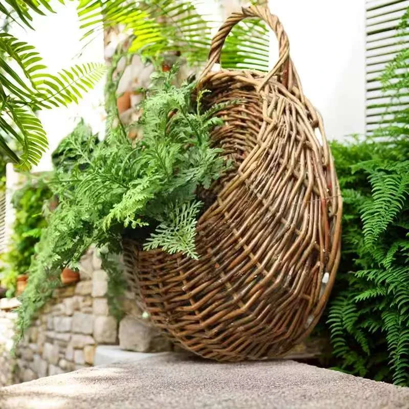 柳编壁挂花篮藤编篮花盆藤编花篮插花装饰水培土培花篮家居挂篮