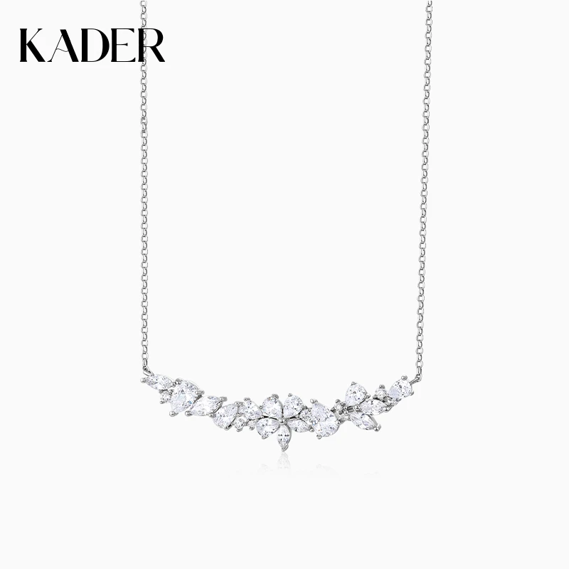 KADER/卡蒂罗 吊坠925银合成锆石 纯白茉莉项链纯银精致百搭轻奢